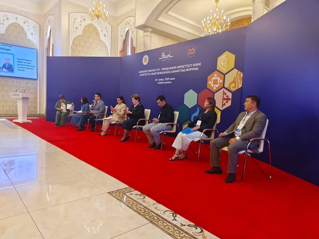 On August 26, 2025, Bakhyt Asankyzy Kaliyeva, Chairperson of the public association “Örenders Academy,” participated in the Civil Forum on the topic “State – Business – NGOs: Effective Interaction and Partnership.”